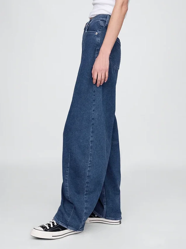 Høytaljede strikkede «Horseshoe»-Jeans