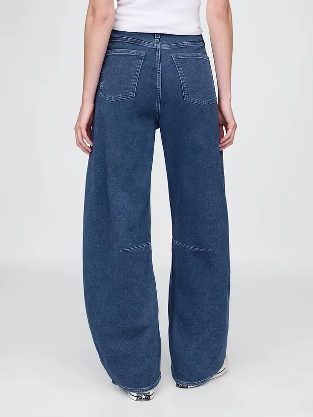 Høytaljede strikkede «Horseshoe»-Jeans