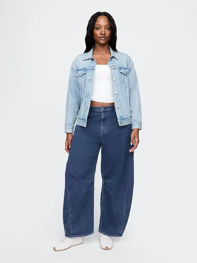 Høytaljede strikkede «Horseshoe»-Jeans