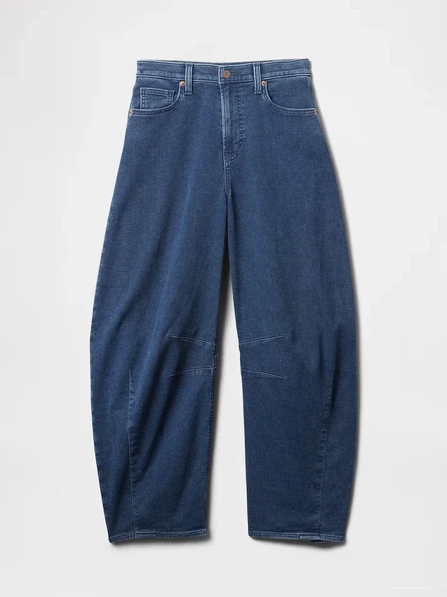 Høytaljede strikkede «Horseshoe»-Jeans