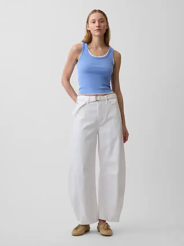 Høytaljede, ultramyke «Horseshoe»-Jeans med belte