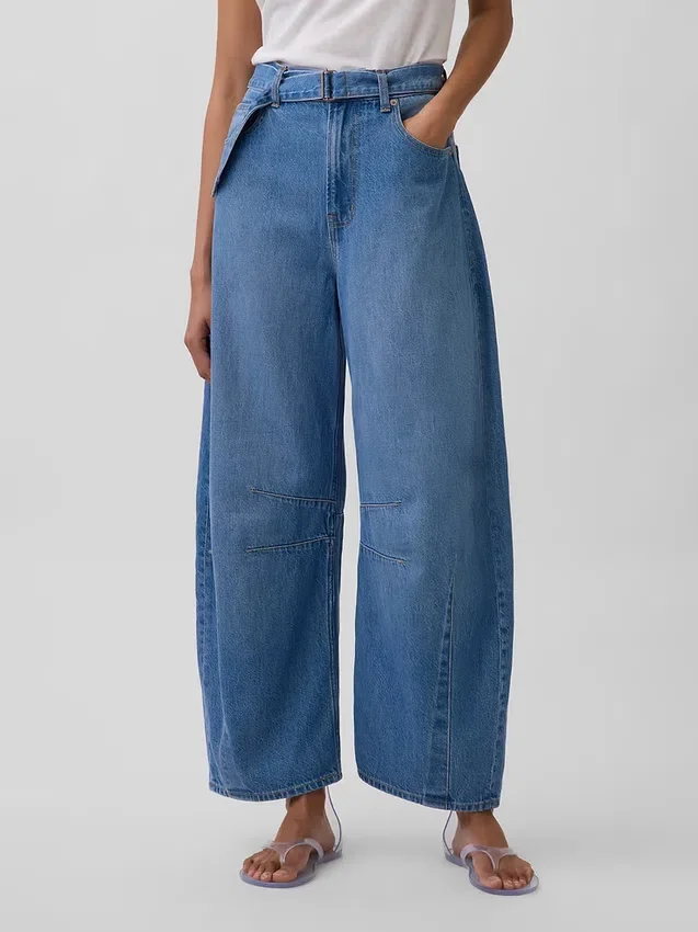 Høytaljede, ultramyke «Horseshoe»-Jeans med belte