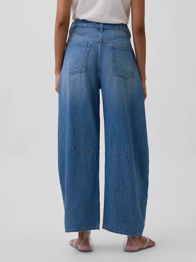 Høytaljede, ultramyke «Horseshoe»-Jeans med belte