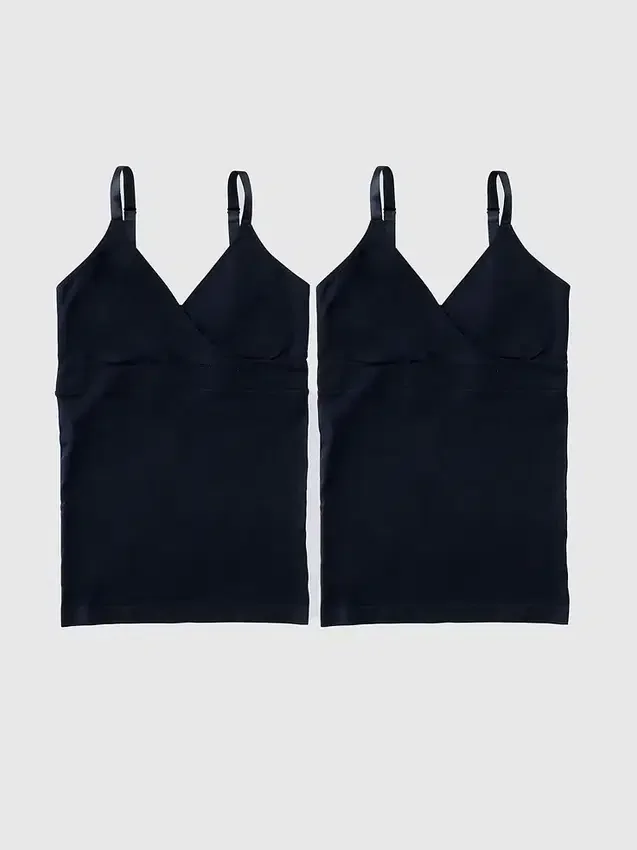 Ingrid og Isabel Basics Mammaklær Sømløs amme-cami med krysset utringning, 2-pakning