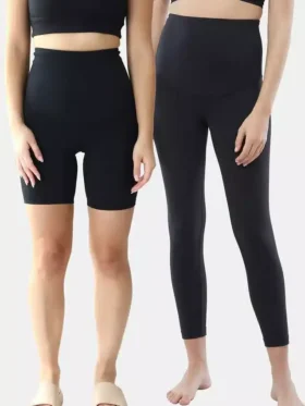 Ingrid og Isabel leggings og sykkelshorts for etter fødselen, to-pakning