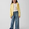 Jeans for barn med høy midje, vid benvidde og ankelhøyde