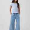 Jeans for barn med høy midje, vid benvidde og ankelhøyde