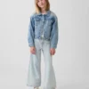 Jeans for barn med høy midje, vid benvidde og ankelhøyde