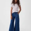 Jeans for barn med høy midje, vid benvidde og ankelhøyde