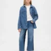 Jeans for barn med høy midje, vid benvidde og ankelhøyde