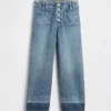 Jeans for barn med høy midje, vid benvidde og ankelhøyde