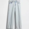 Jeans for barn med høy midje, vid benvidde og ankelhøyde