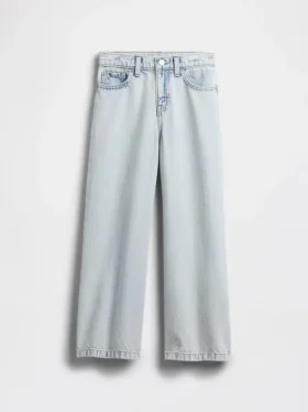 Jeans for barn med høy midje, vid benvidde og ankelhøyde