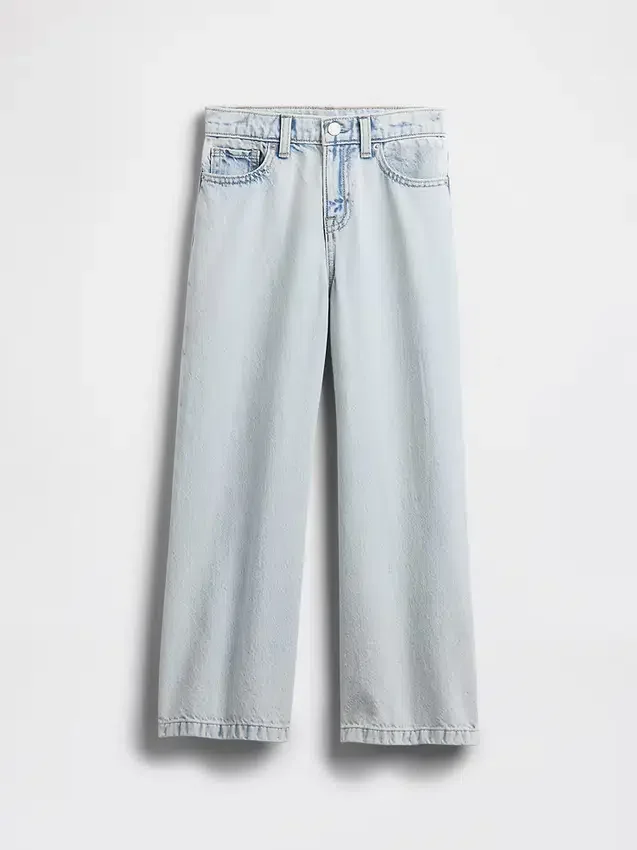 Jeans for barn med høy midje, vid benvidde og ankelhøyde