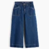 Jeans for barn med høy midje, vid benvidde og ankelhøyde