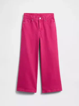 Jeans for barn med høy midje, vid benvidde og ankelhøyde