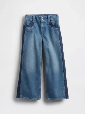 Jeans for barn med høy midje, vid benvidde og ankelhøyde