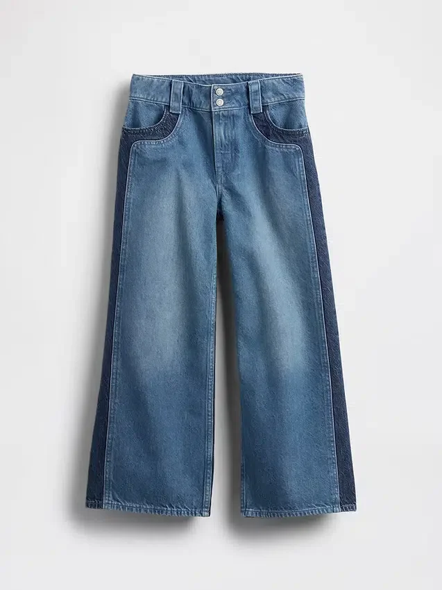 Jeans for barn med høy midje, vid benvidde og ankelhøyde