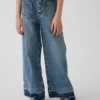 Jeans for barn med høy midje, vid benvidde og ankelhøyde