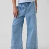 Jeans for barn med høy midje, vid benvidde og ankelhøyde