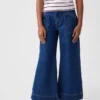 Jeans for barn med høy midje, vid benvidde og ankelhøyde