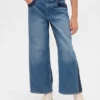 Jeans for barn med høy midje, vid benvidde og ankelhøyde