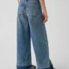 Jeans for barn med høy midje, vid benvidde og ankelhøyde