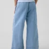 Jeans for barn med høy midje, vid benvidde og ankelhøyde