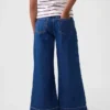 Jeans for barn med høy midje, vid benvidde og ankelhøyde