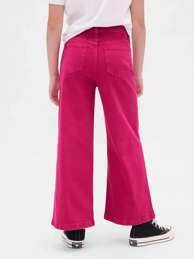Jeans for barn med høy midje, vid benvidde og ankelhøyde