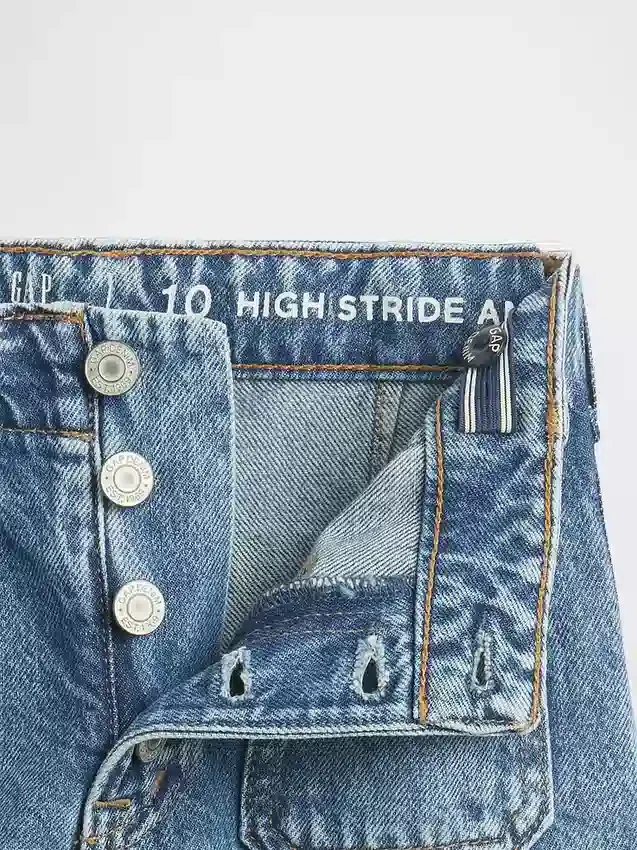 Jeans for barn med høy midje, vid benvidde og ankelhøyde