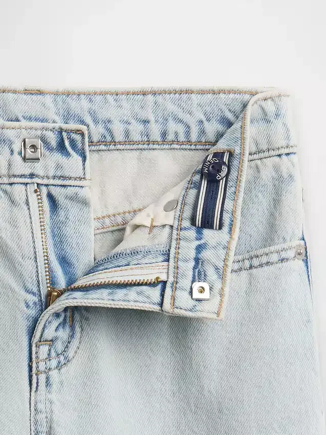 Jeans for barn med høy midje, vid benvidde og ankelhøyde