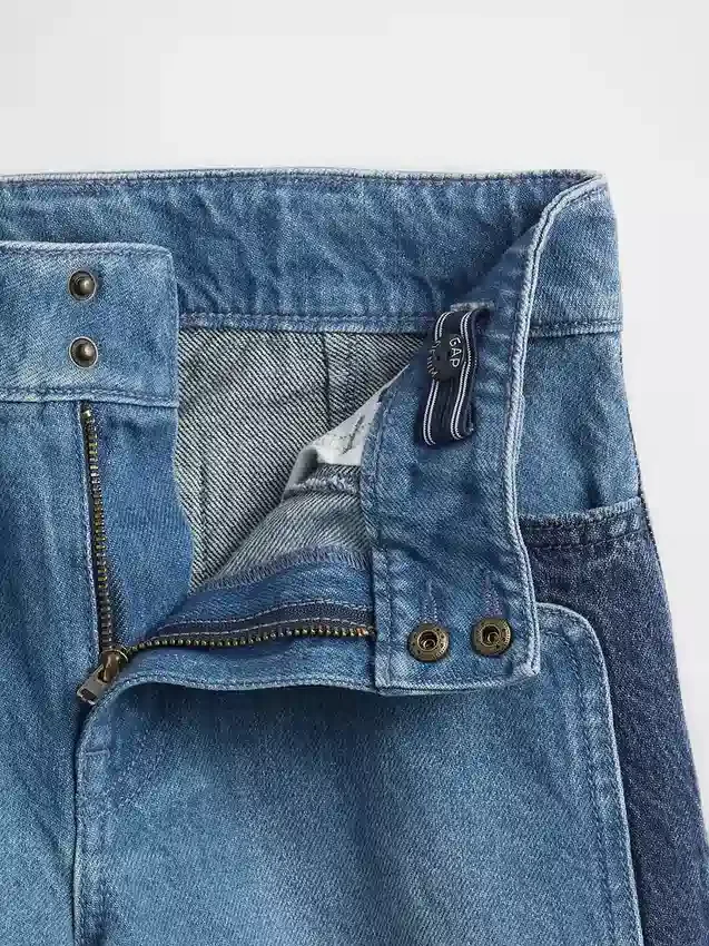 Jeans for barn med høy midje, vid benvidde og ankelhøyde