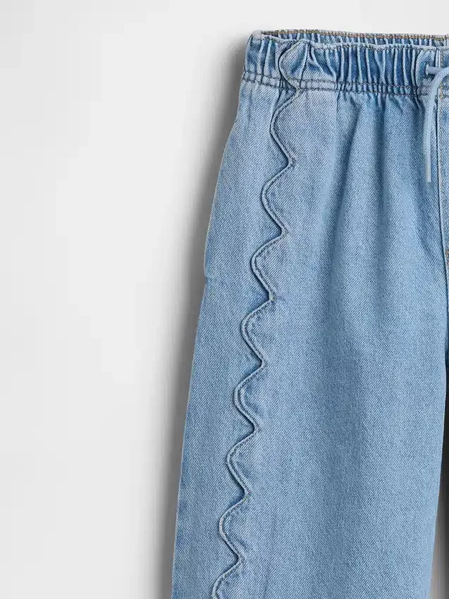 Jeans for barn med høy midje, vid benvidde og ankelhøyde