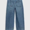 Jeans for barn med høy midje, vid benvidde og ankelhøyde