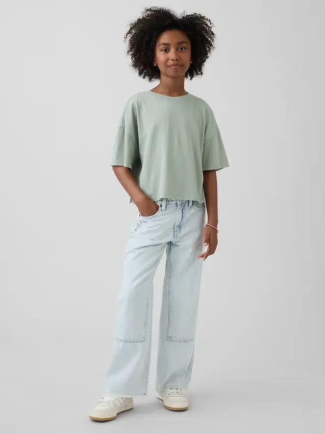 Jeans for barn med lav midje, bred benvidde