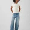 Jeans for barn med lav midje, bred benvidde