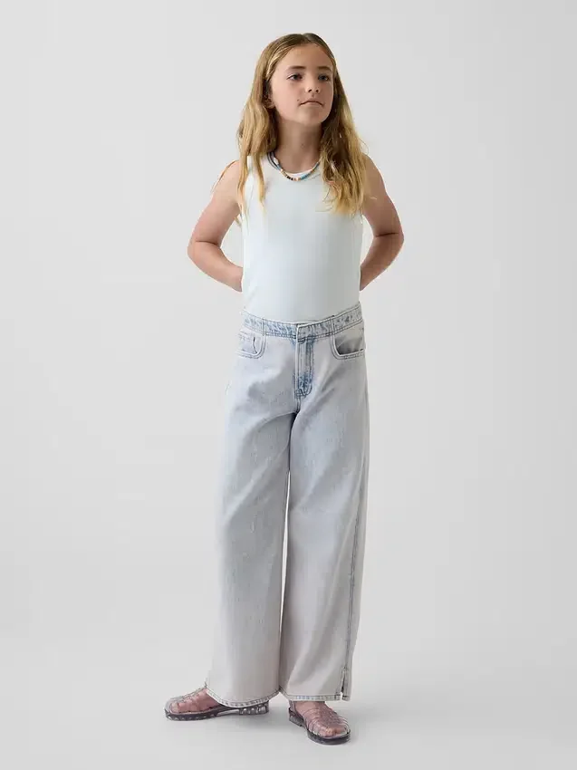 Jeans for barn med lav midje, bred benvidde