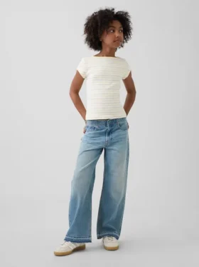 Jeans for barn med lav midje, bred benvidde
