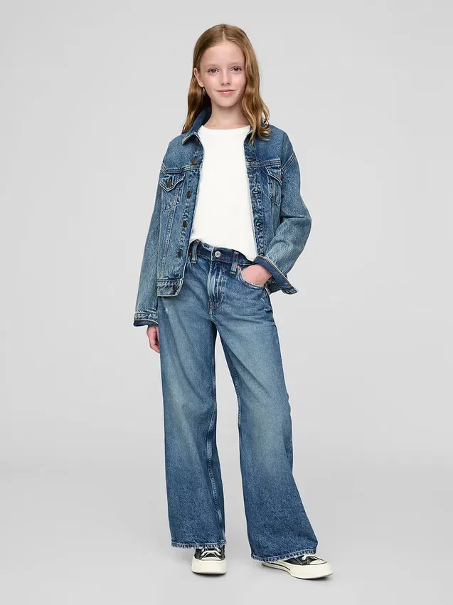 Jeans for barn med lav midje, bred benvidde