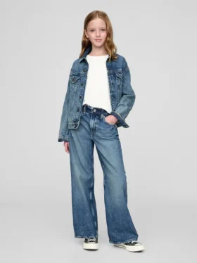 Jeans for barn med lav midje, bred benvidde