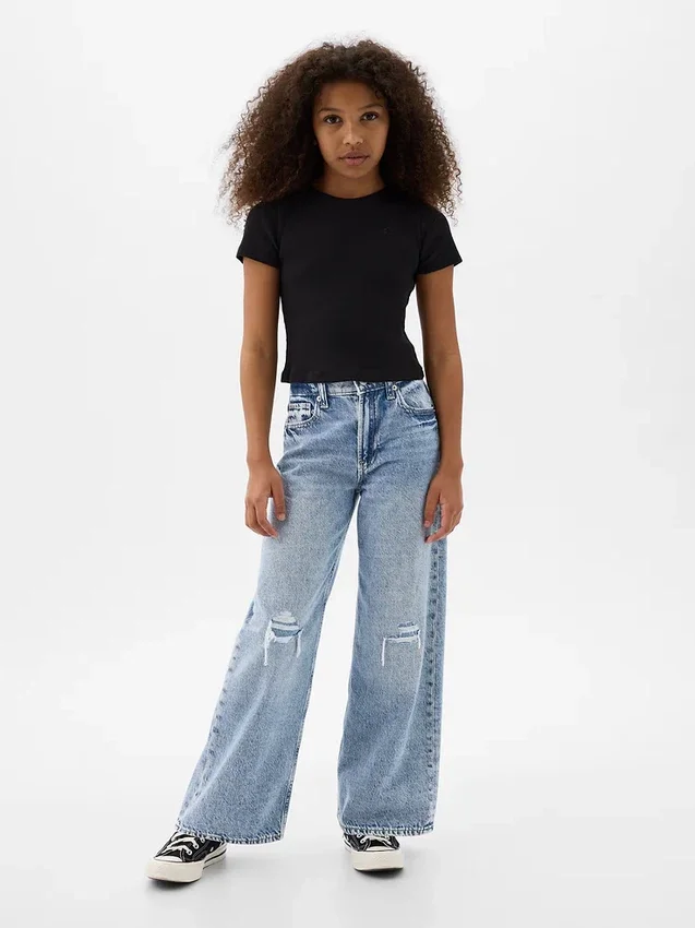 Jeans for barn med lav midje, bred benvidde