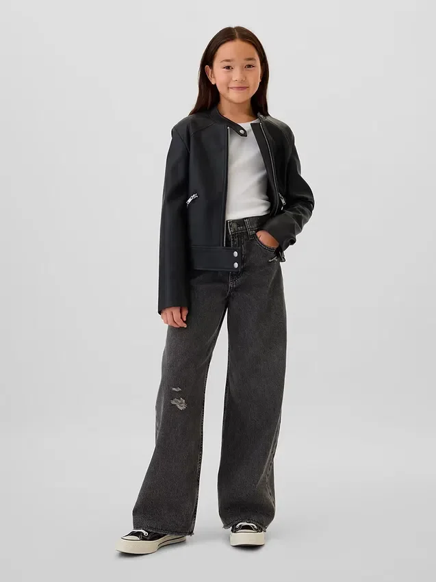 Jeans for barn med lav midje, bred benvidde