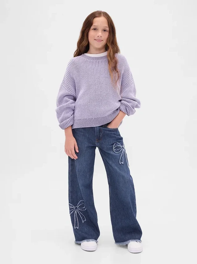 Jeans for barn med lav midje, bred benvidde