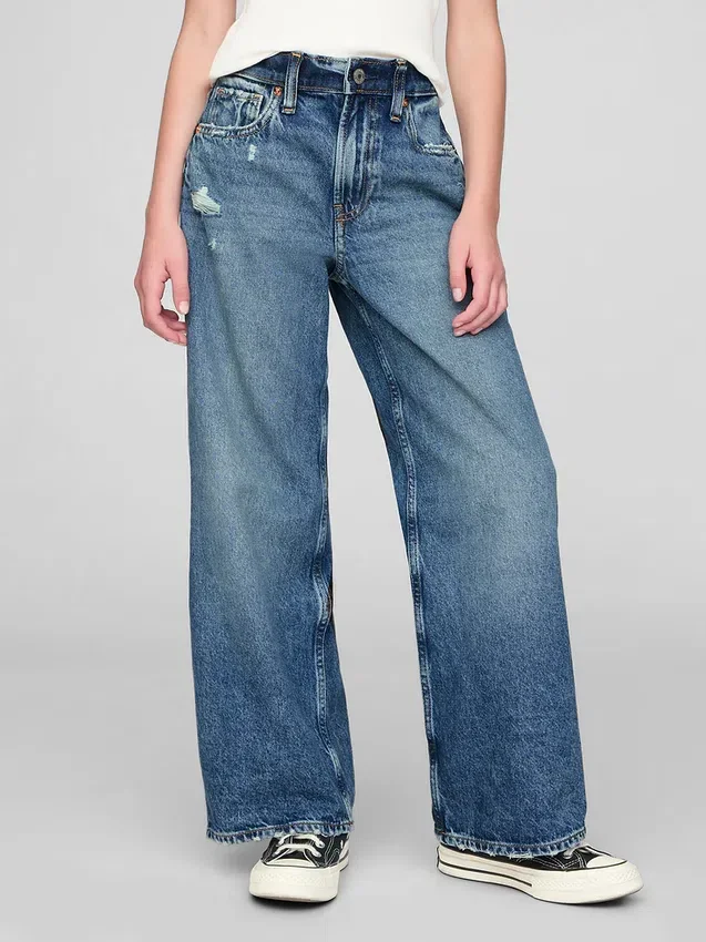 Jeans for barn med lav midje, bred benvidde