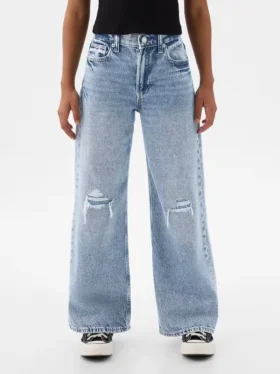 Jeans for barn med lav midje, bred benvidde