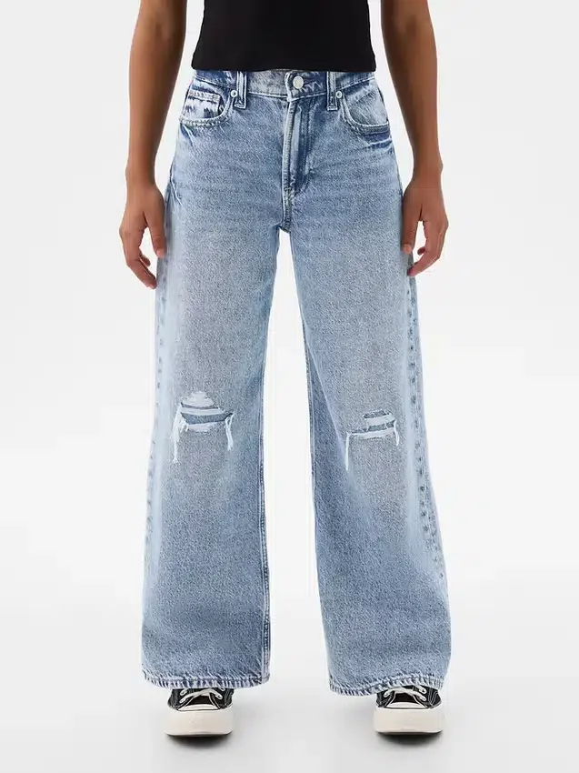 Jeans for barn med lav midje, bred benvidde