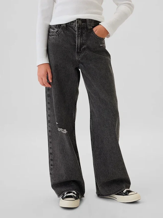 Jeans for barn med lav midje, bred benvidde
