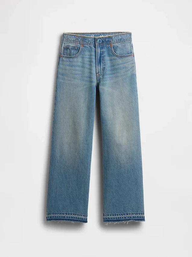 Jeans for barn med lav midje, bred benvidde