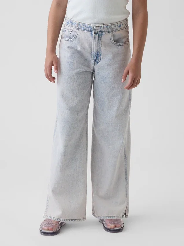 Jeans for barn med lav midje, bred benvidde